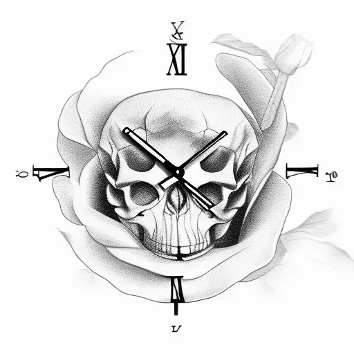 Samura Skull Black Rose Clock