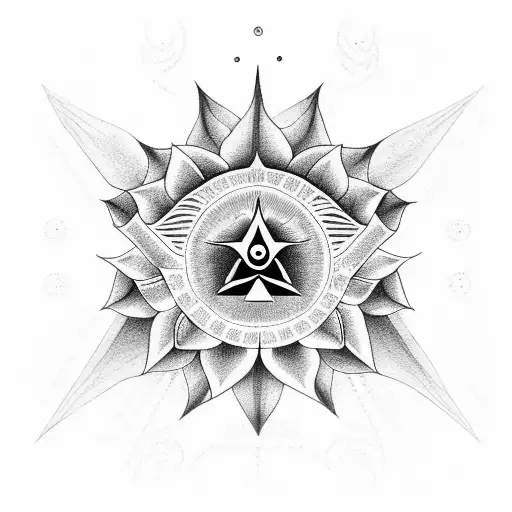 The Eye Of Providence With Lotus Flower For Sternum