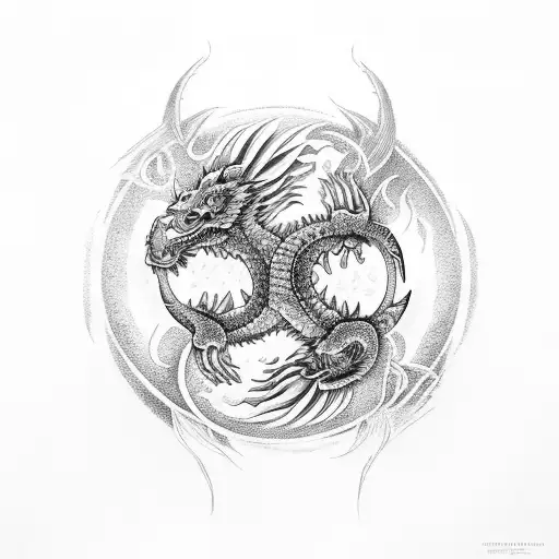 Fire And Ice Dragons With Yin Yang