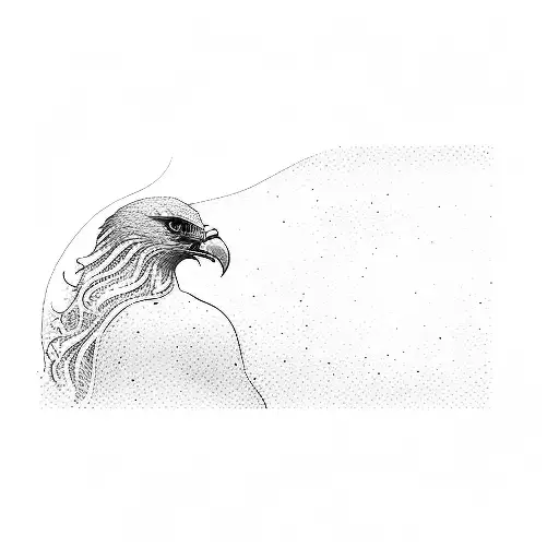 A Girl Praying And Her Long Hair Is Turning Into An Ocean Wave And The Wave Into An Eagle