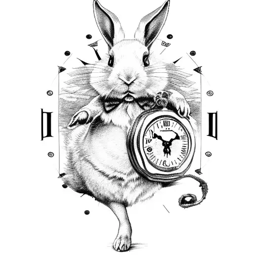 White Rabbit From Alice In Wonderland With Clock