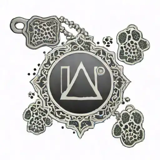 An Intricate Design Of A Military Dog Tag With A Watermelon Pattern And Paw Prints