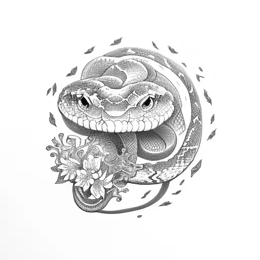 Angry Snake With Flowers