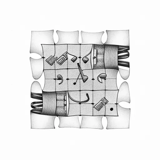 Music Notes Turning Into Puzzle Pieces