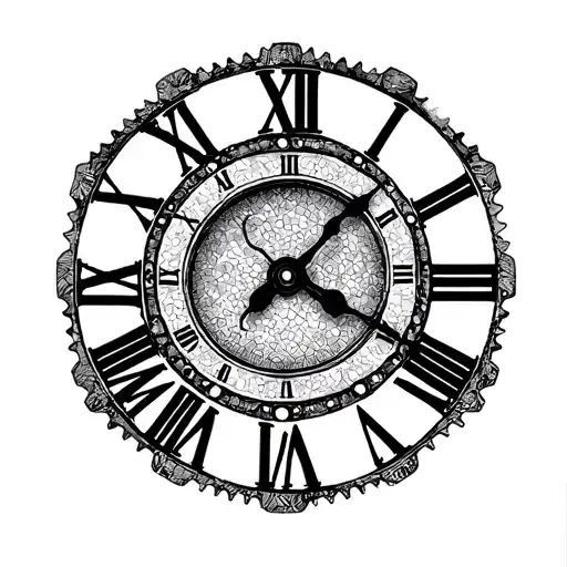Clock That Looks Like A Gear With Roman Numerals