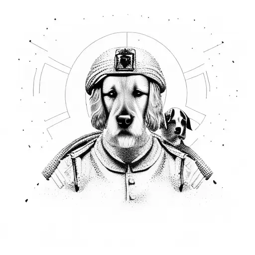 Soldier And Dog On Dirt Road In Afghanistan