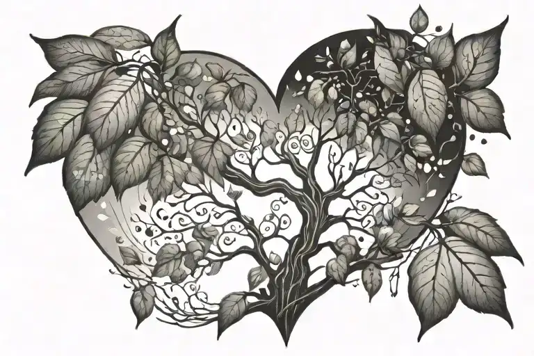 A Poem About Love Written In The Form Of A Tree With Heart-shaped Leaves