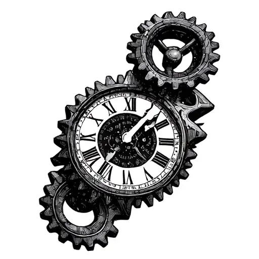 Clock That Looks Like A Gear With Roman Numerals