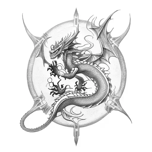 Dragon With Ortodox Cross