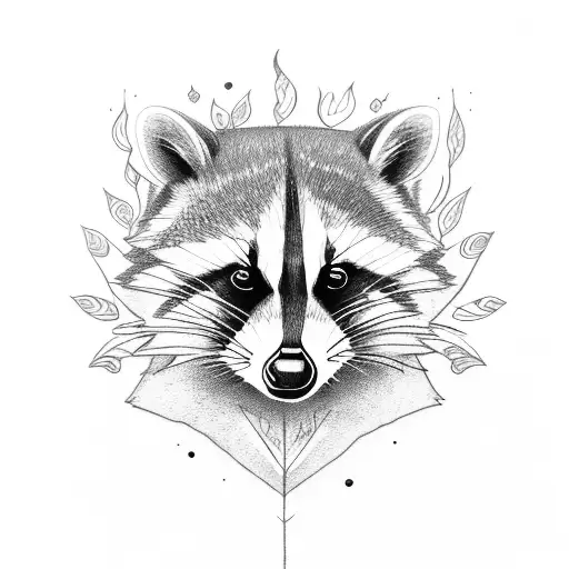 Raccoon With Trees And Fire
