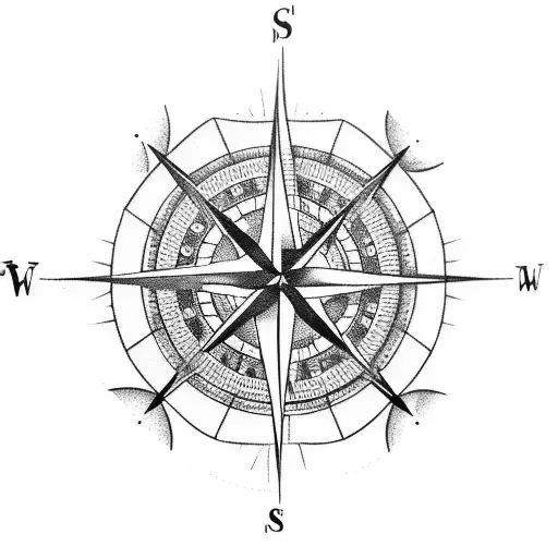 A Compass Rose Made Out Of Various Kitchen Utensils