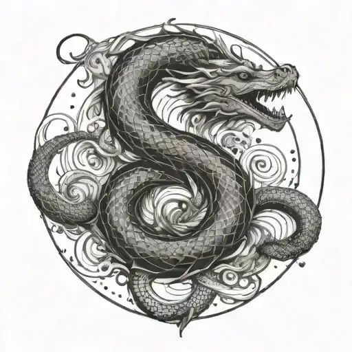 A Leviathan Serpent Intertwined With An Ouroboros Symbol