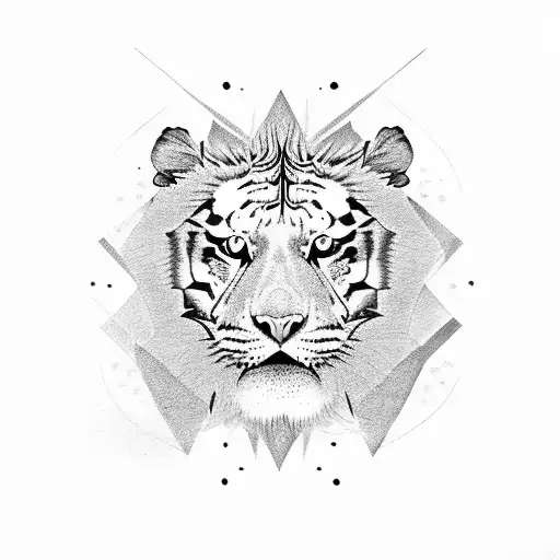 Spiritual Split Face Tiger And Lion