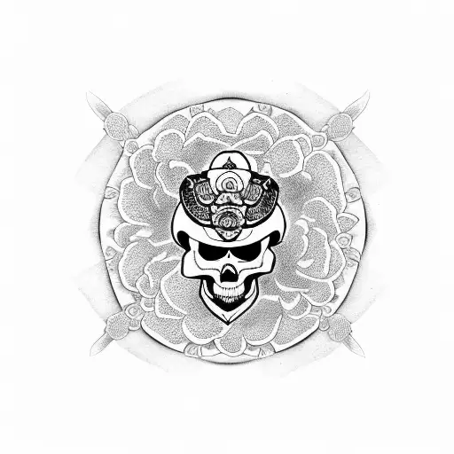 Samurai Skull Black Rose Clock
