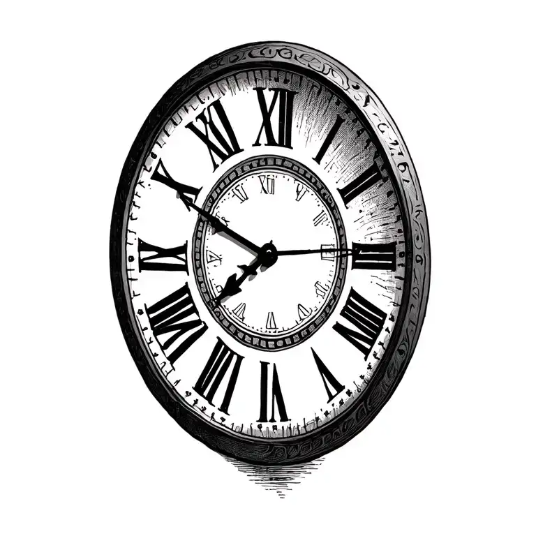 Round Clock Pointing To Midnight In Roman Numerals