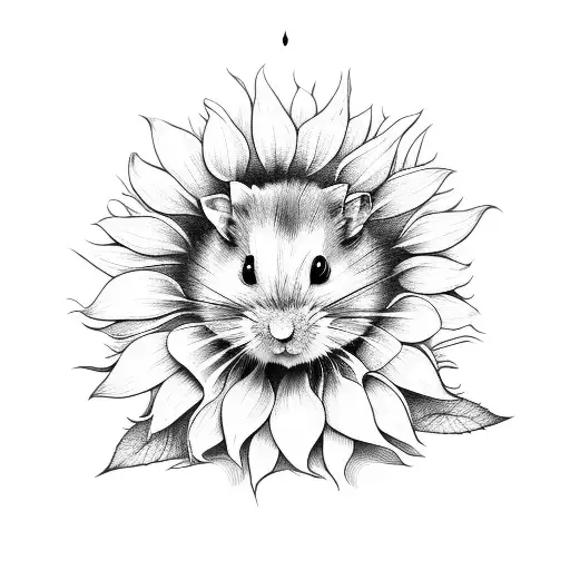 Syrian Hamster With Sunflower