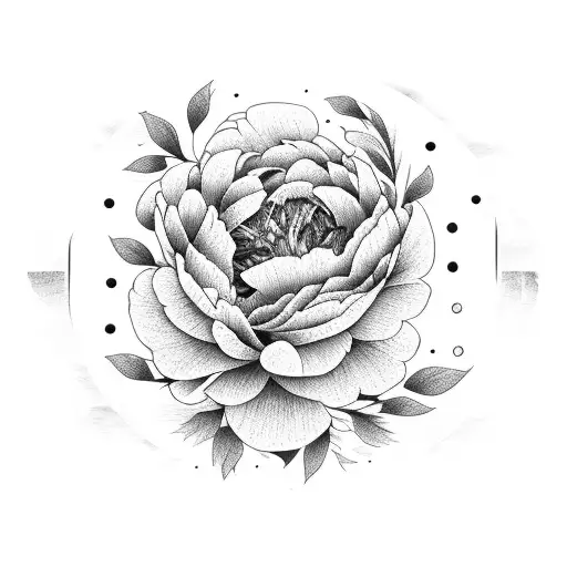 Pink And Orange Peonies Around A Sunset On The Ocean