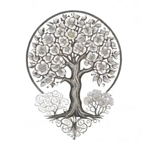 Family Tree With Each Flower Representing