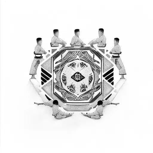 Jiu Jitsu Fighter Sitting In White Komono With Black Belt