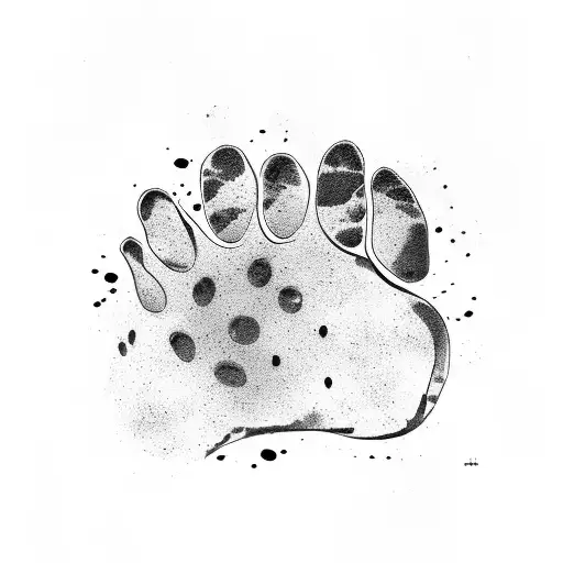 An Abstract Design Combining A Dog's Paw Print With Tire Tracks