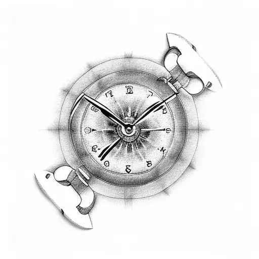 A Clock In The Center Of A Handcuff Key