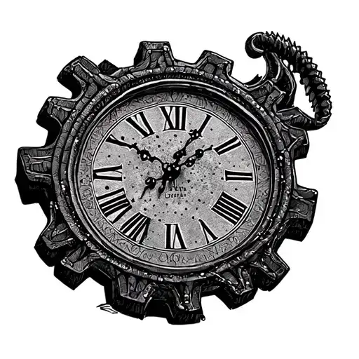 Clock That Looks Like A Gear With Roman Numerals