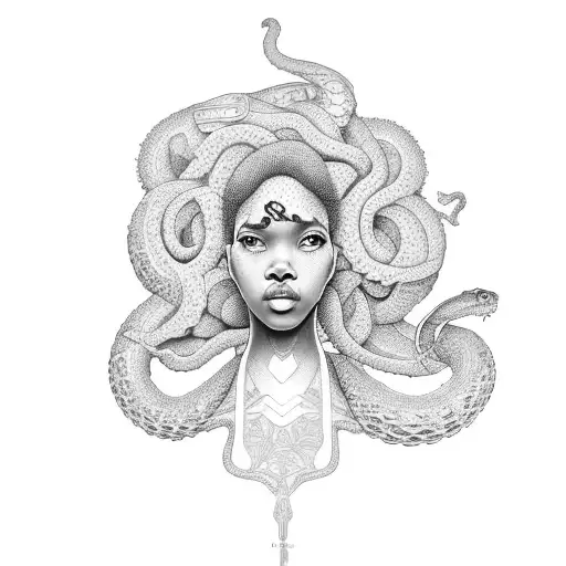 Afro Lady With Snake