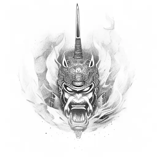 Samurai With Water And Fire