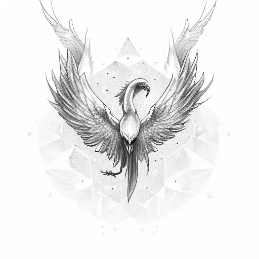 White Pheonix Wings With Big Snow Flakes In The Centre And A Crystal Sword In Diagonal