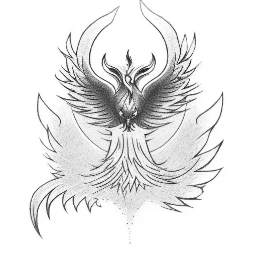 Design A Sleek Minimalist Tattoo Of A Phoenix Engulfed In Flames