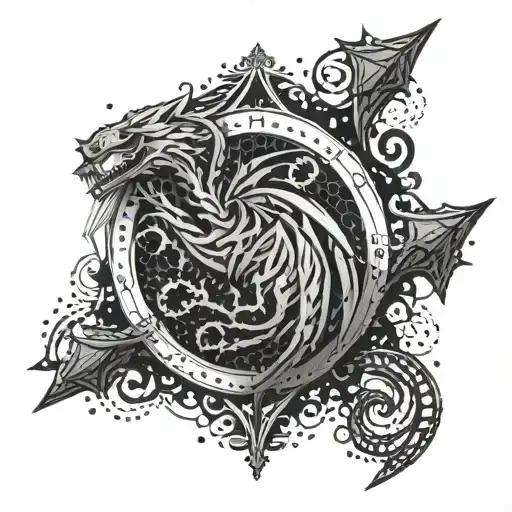 A Game Of Thrones Themed It Security Symbol Incorporating Abstract Objects