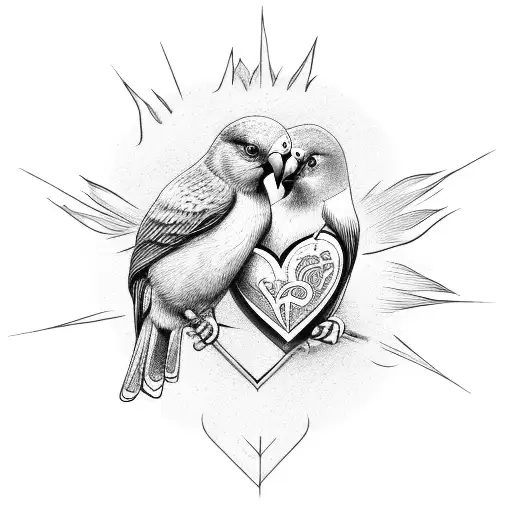 Mother Love Birds Heart And Sun