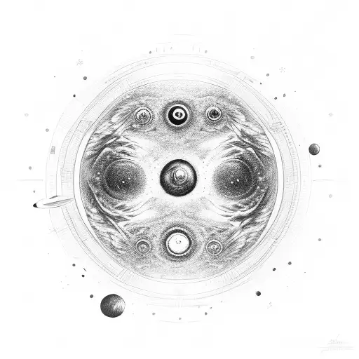 An Intricate Camera Lens Surrounded By A Galaxy Of Stars And Planets