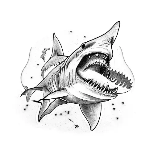 Cool Shark Tattoo With Pirate Aesthetic