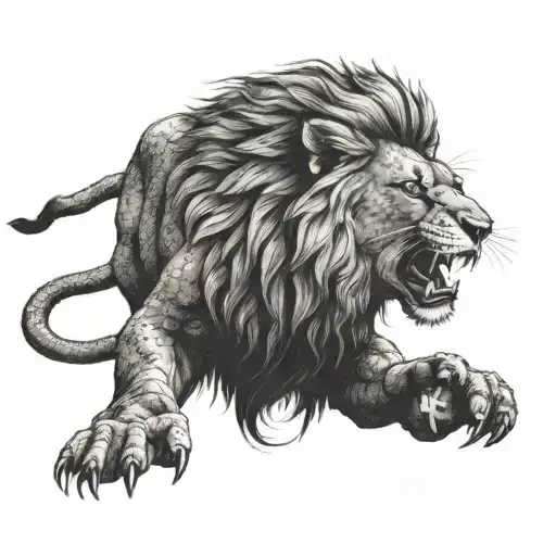 A Fierce Lion Roaring With A Football In Its Mouth