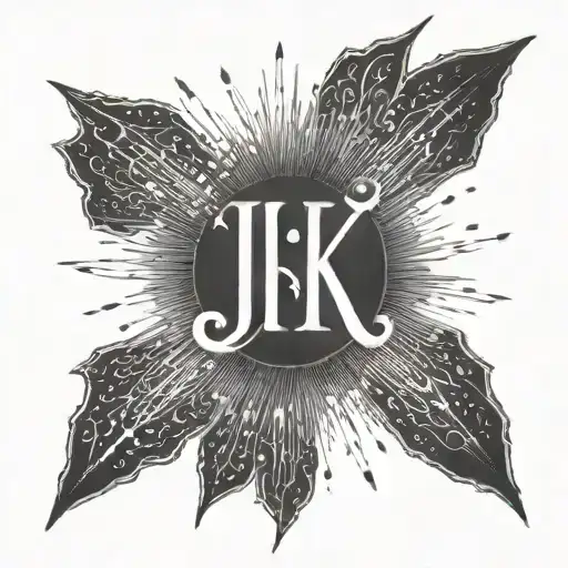 Illustrate A Group Of Sunrays Forming The Shape Of The Initials Jk