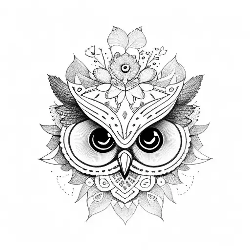 Sleeve Owl With Simple Flowers For Girls