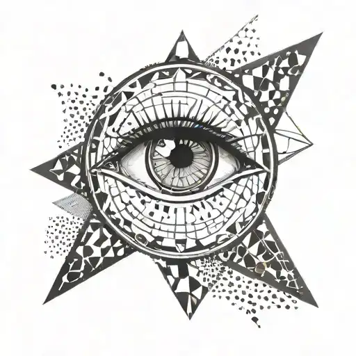 An Abstract Composition Featuring An Eye And Triangle Pattern