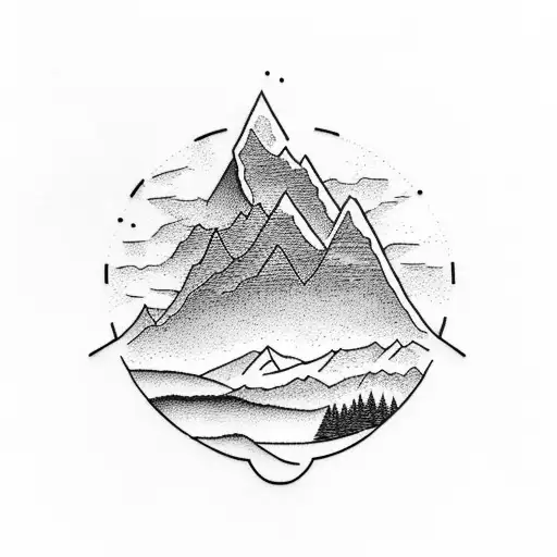 A Mountain Landscape With A Basketball Hoop At The Peak