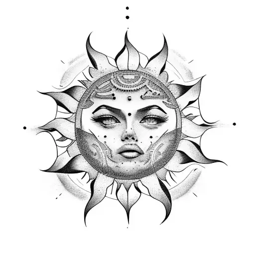 A Tattoo With Sun And Music Simplify Version