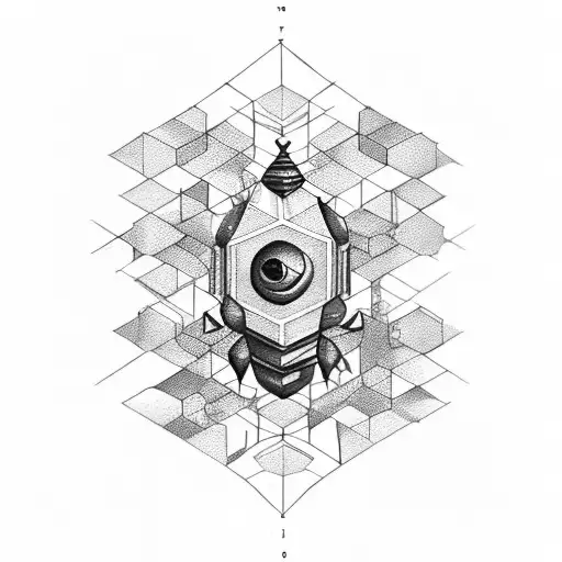 Geometric Beehive Background With Human Bee Hybrid Leg