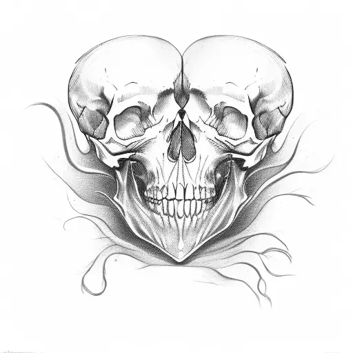 Squiggly Skull In Long Rectangle