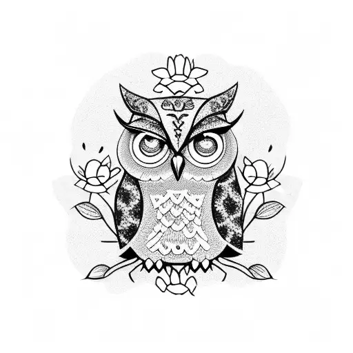 Sleeve Owl With Simple Flowers For Girls