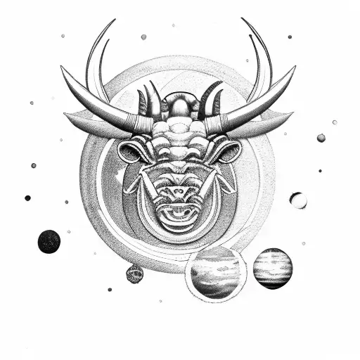 Solar System Taurus Aries Gemini Capricorn Love Life Black And Whit3