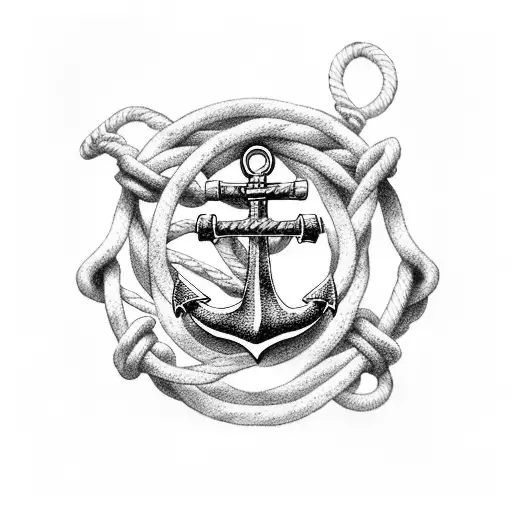 Anchor And Helm With Rope