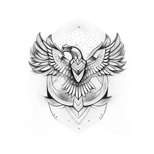 A Geometric Armband Pattern With Subtle Eagle And Phoenix Motifs Intertwined