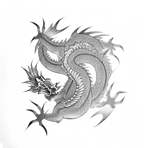 Japanese Dragon With Kanji Letters
