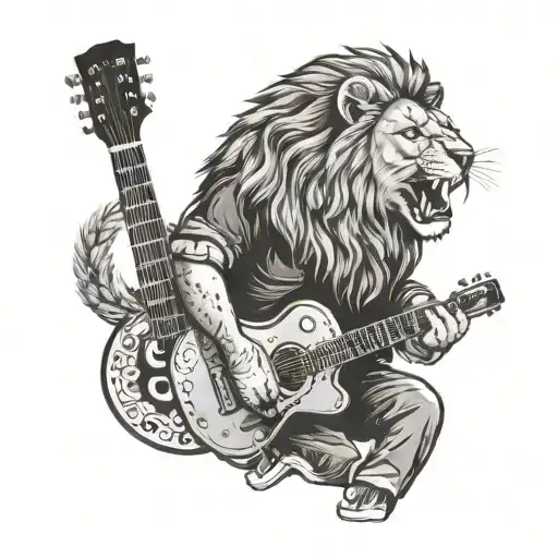 A Boiler Operator Playing A Guitar With A Lion's Head As The Body Of The Guitar