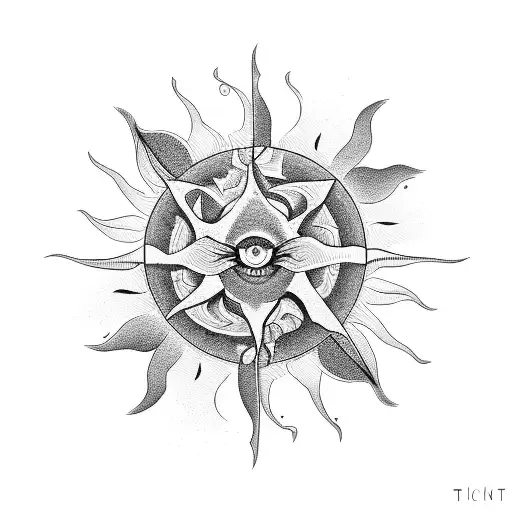Twisted Sun Lineart Stylized