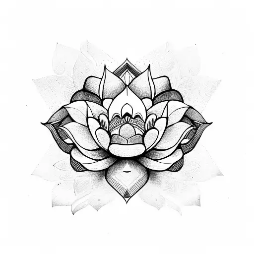 Lotus Flower With Geometric